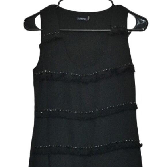 Magaschoni Black Silk Beaded Shift Dress 6 - Picture 3 of 7